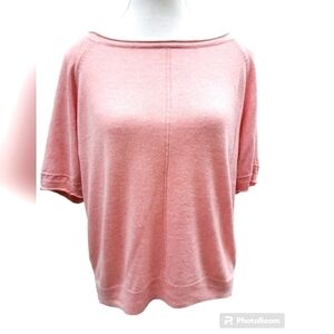 Tahari soft pink short sleeve knit top...size M
